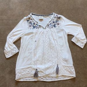 Pink rose peasant top